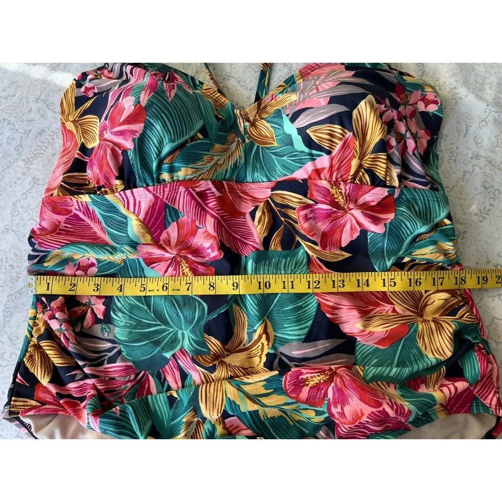 kona sol, Women's, swimsuit‎ Size 24W Floral Hawaiian Print Adjustable Strap
